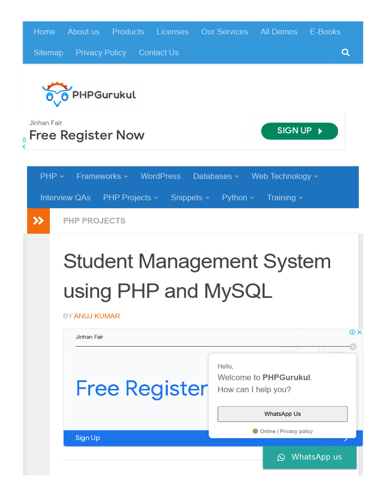 Student Management System in PHP | PDF | Php | User (Computing)