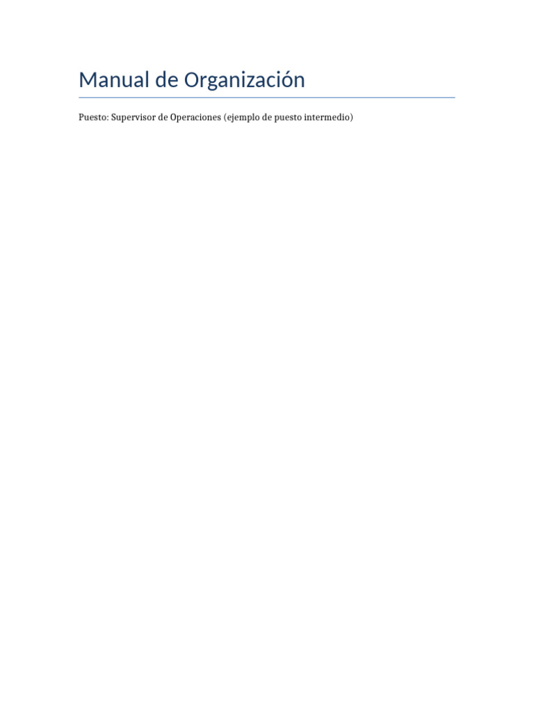 Manual del Supervisor de Operaciones | PDF | Calidad (comercial ...