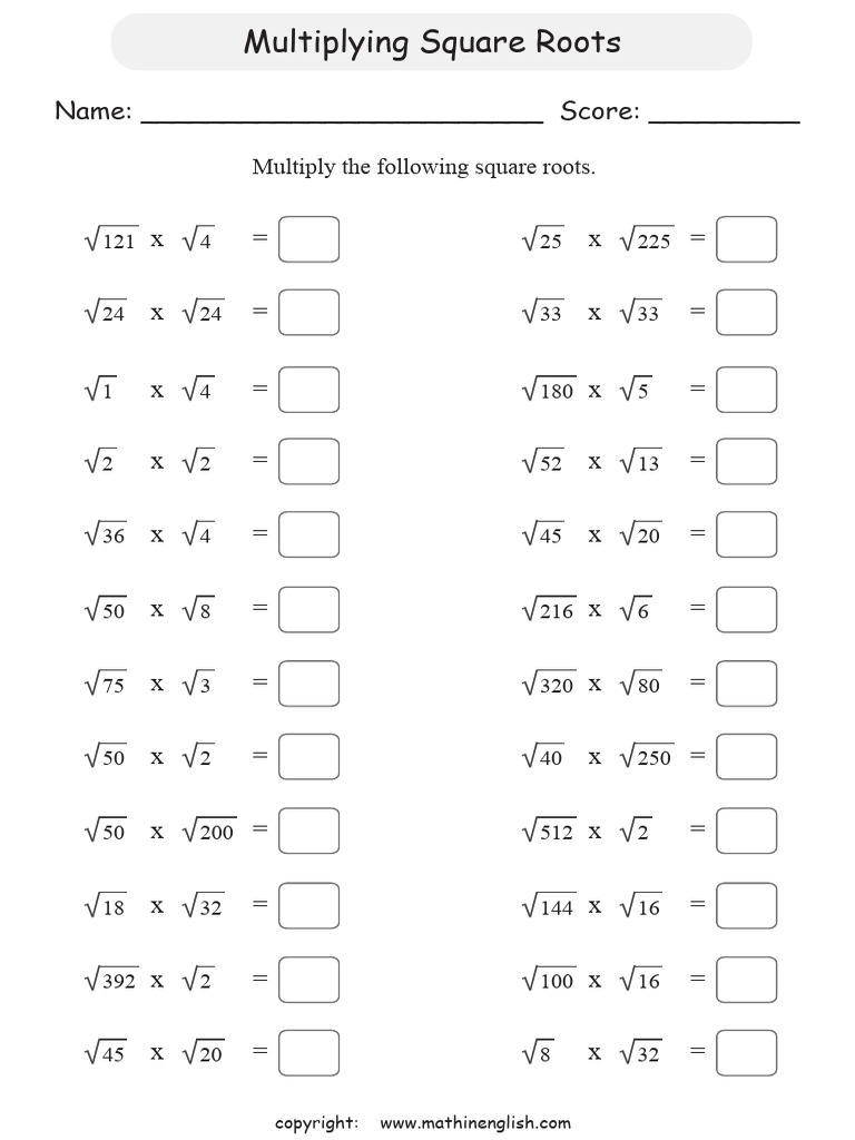 Multiply Square Roots P6 | PDF
