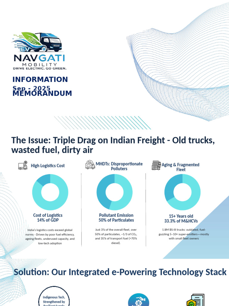 Navgati Pitchdeck | PDF | Electric Vehicle | Truck