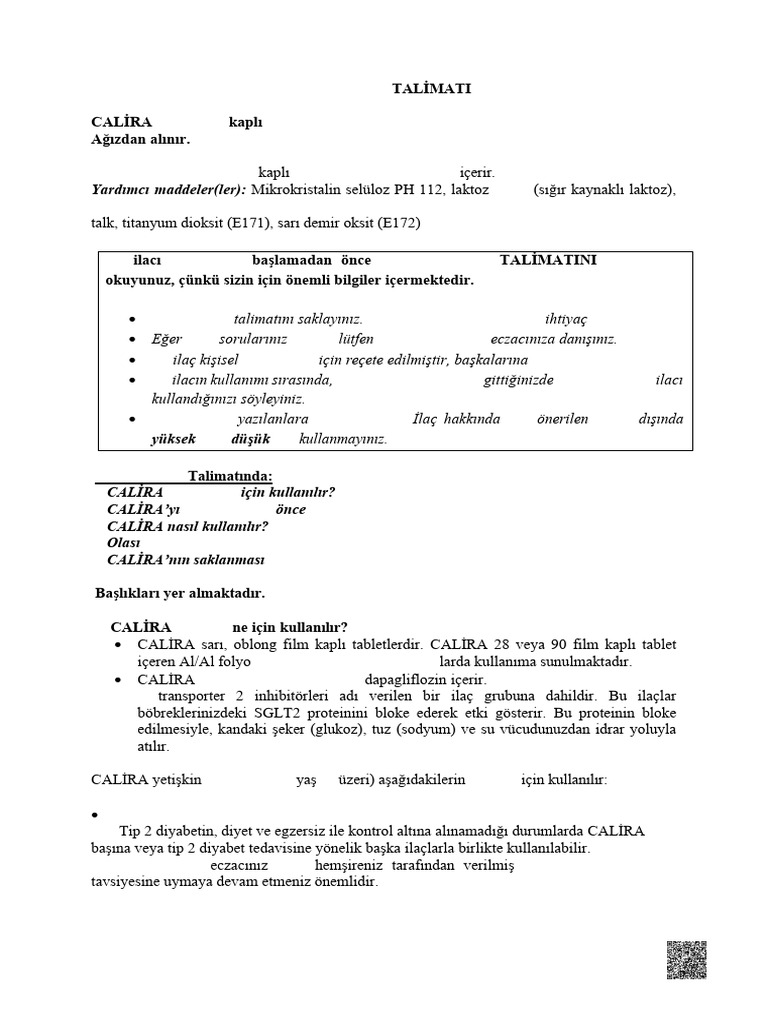 Calira 10 MG Film Kapli Tablet KT | PDF