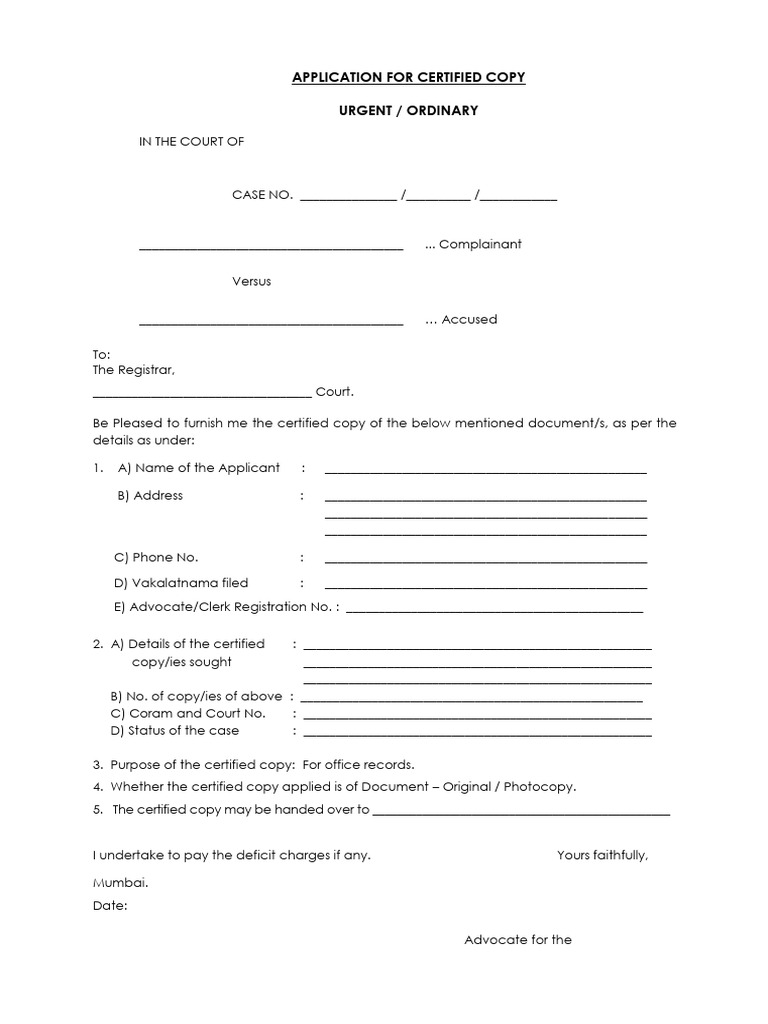 Certified Copy Application Form | PDF
