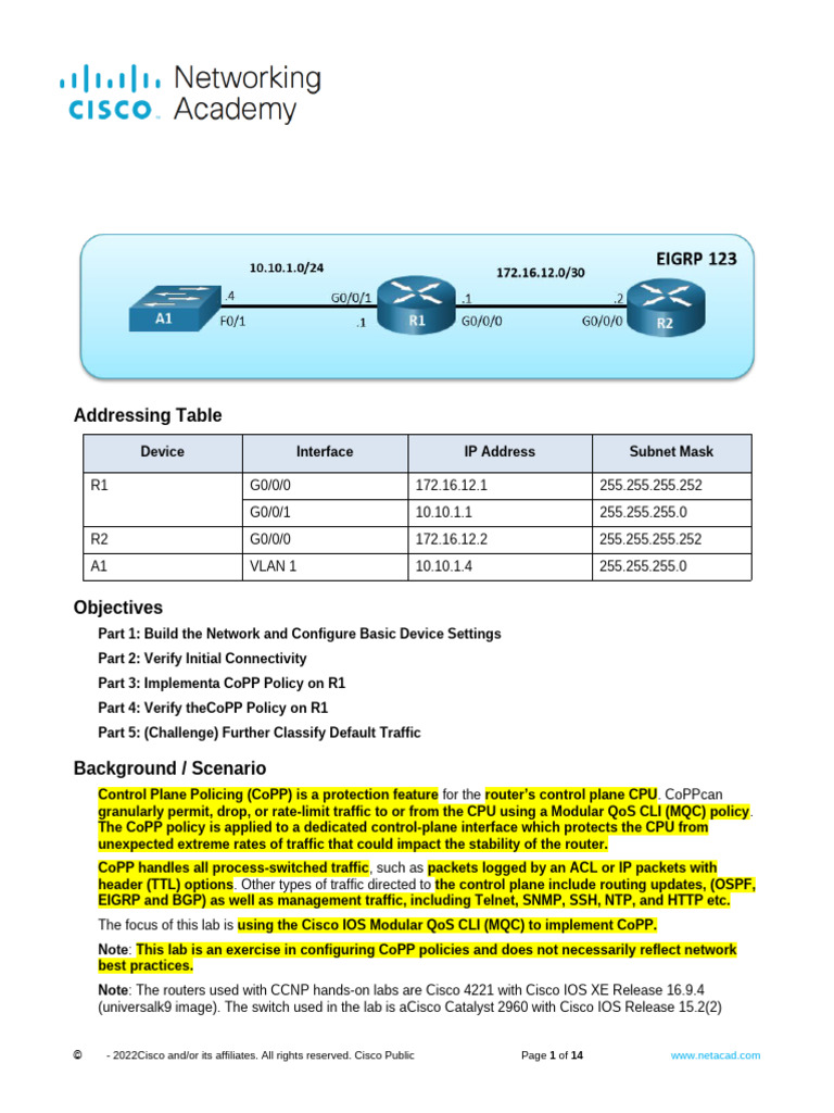 Implementing CoPP in Cisco Networks | PDF | Internet Standards ...