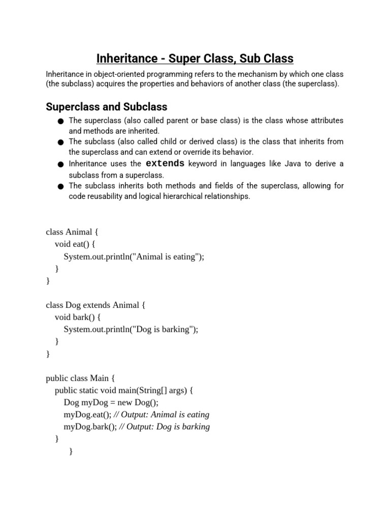 Inheritance Super Class Sub Class Pdf Inheritance Object