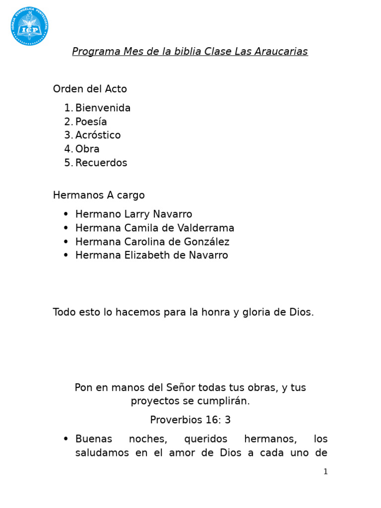 Programa del Mes de la Biblia 2023 | PDF | Biblia | Capítulos Y ...