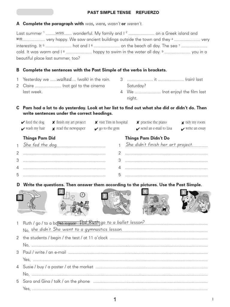 Past Simple Tense Practice Exercises | PDF | Linguistics