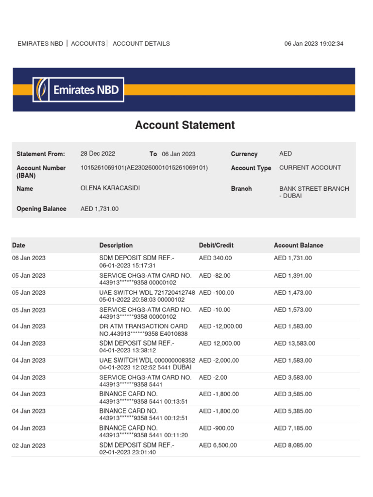 Statements PDF | PDF | Credit Card | Debit Card