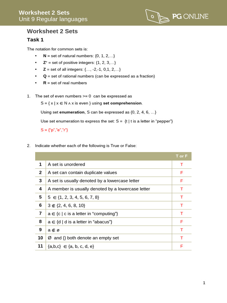 Understanding Set Operations and Definitions | PDF | Element ...