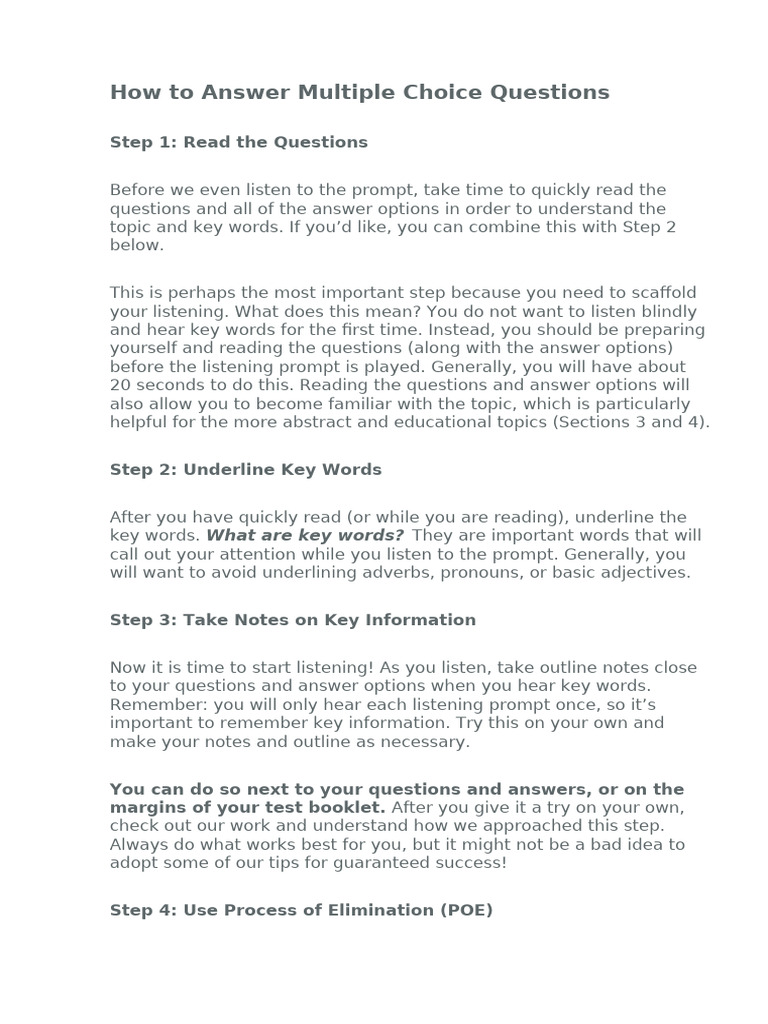 Mastering Multiple Choice Questions | PDF | Linguistics