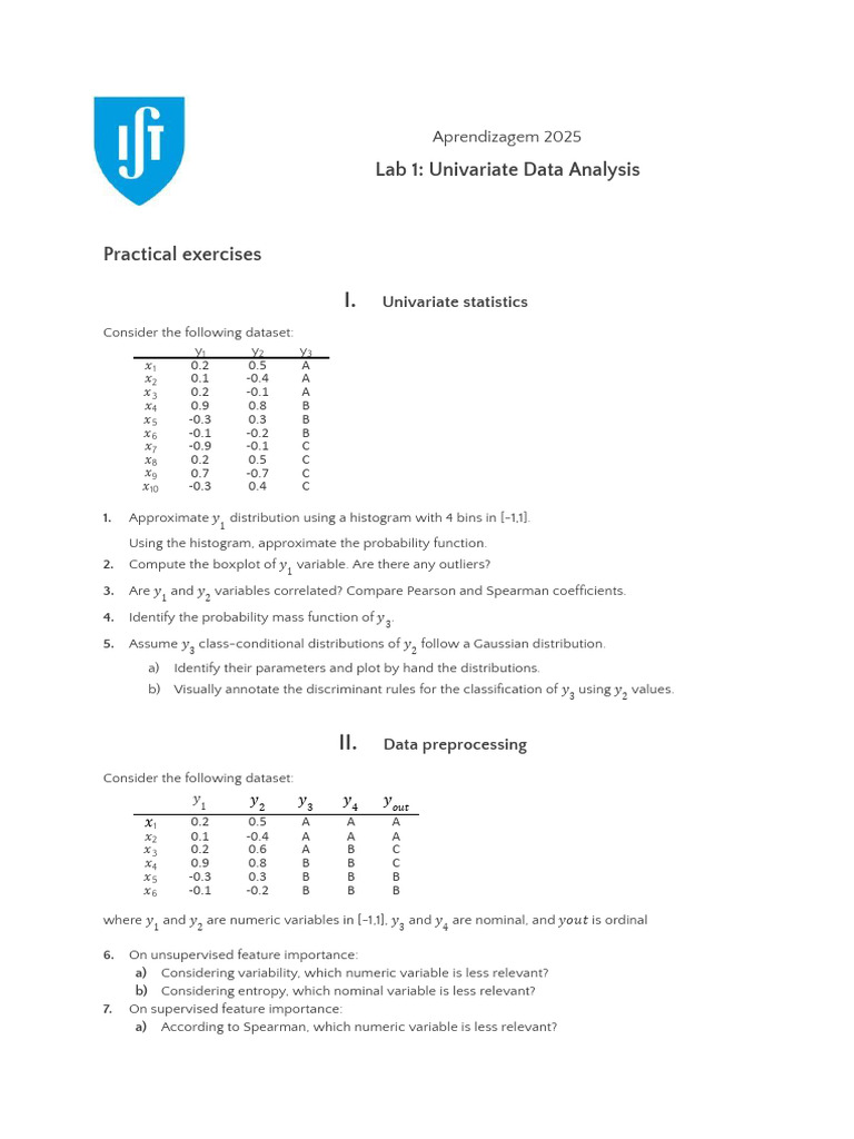 Univariate Data Analysis Exercises | PDF | Probability Distribution ...