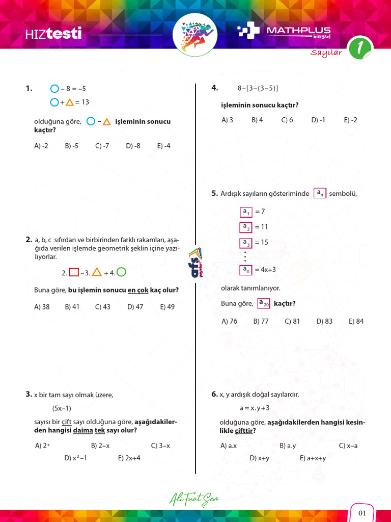 9.sinif Matematik Sayilar Test Sorulari Ve Cevaplari | PDF