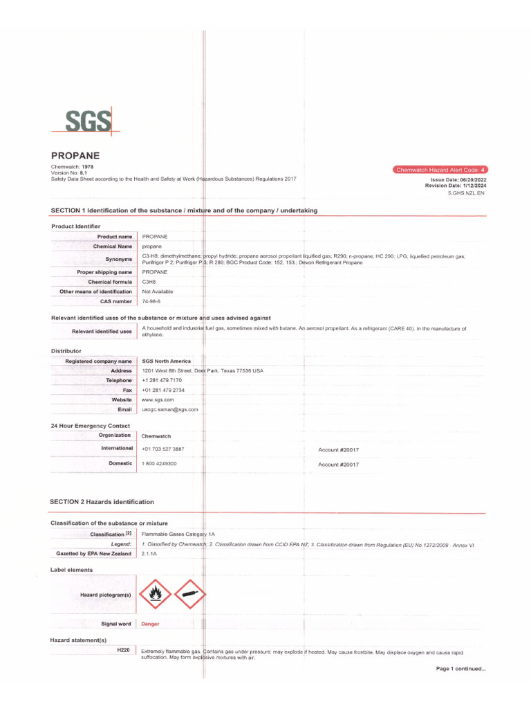 SDS Propane | PDF