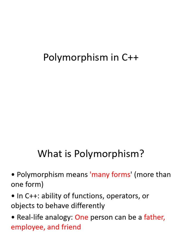 Understanding Polymorphism in C++ | PDF | Class (Computer Programming ...