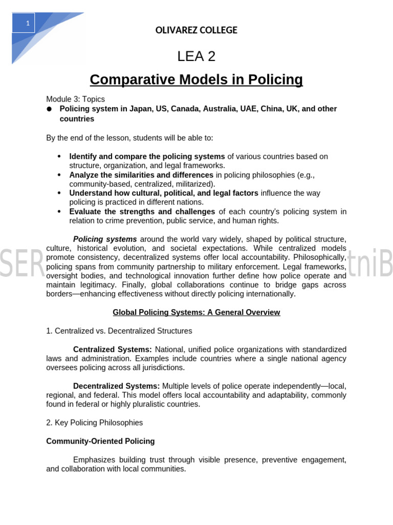 Global Policing Systems Comparison | PDF | Police | Constable