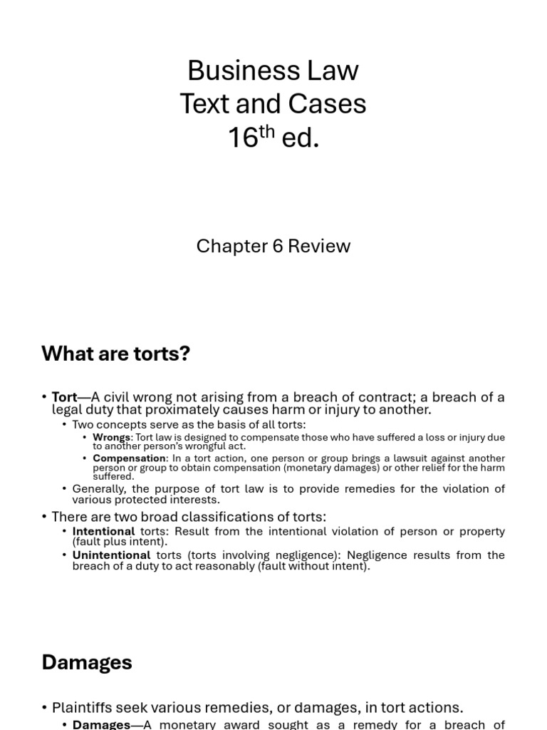 Understanding Torts and Damages in Law | PDF | Tort | Negligence