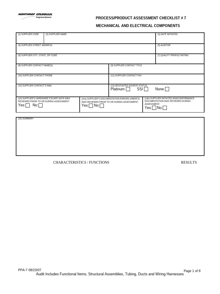 Mechanical & Electrical Components Audit Checklist | PDF ...