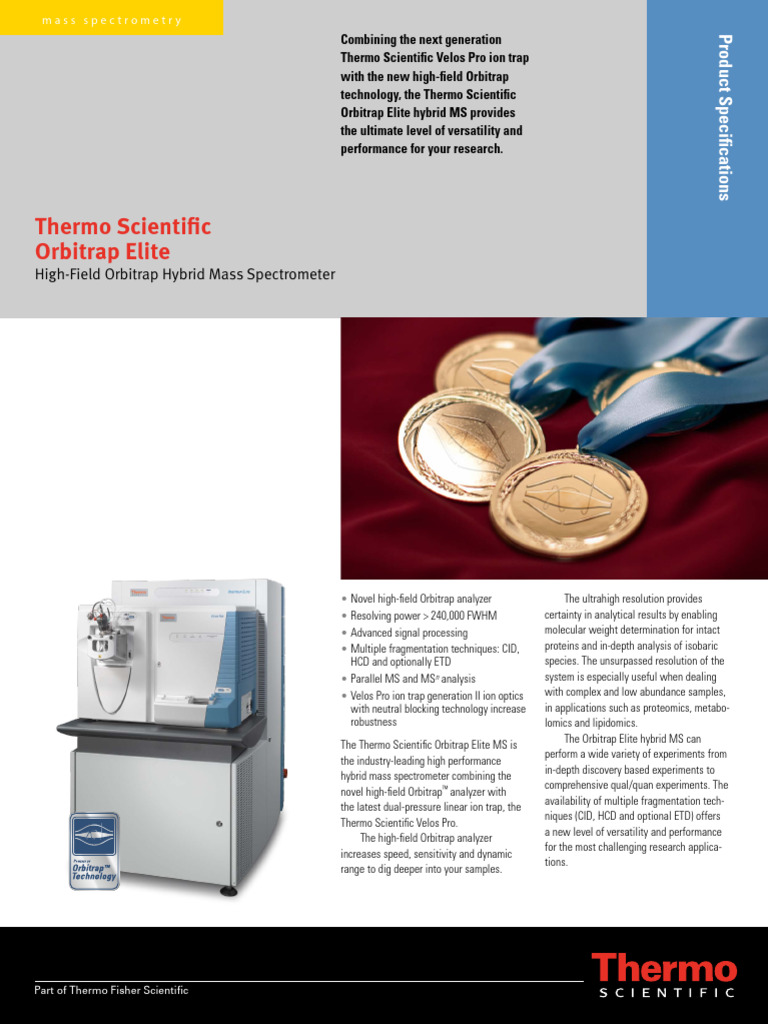 Thermo Scientific Orbitrap Elite MS Specs | PDF | Tandem Mass ...