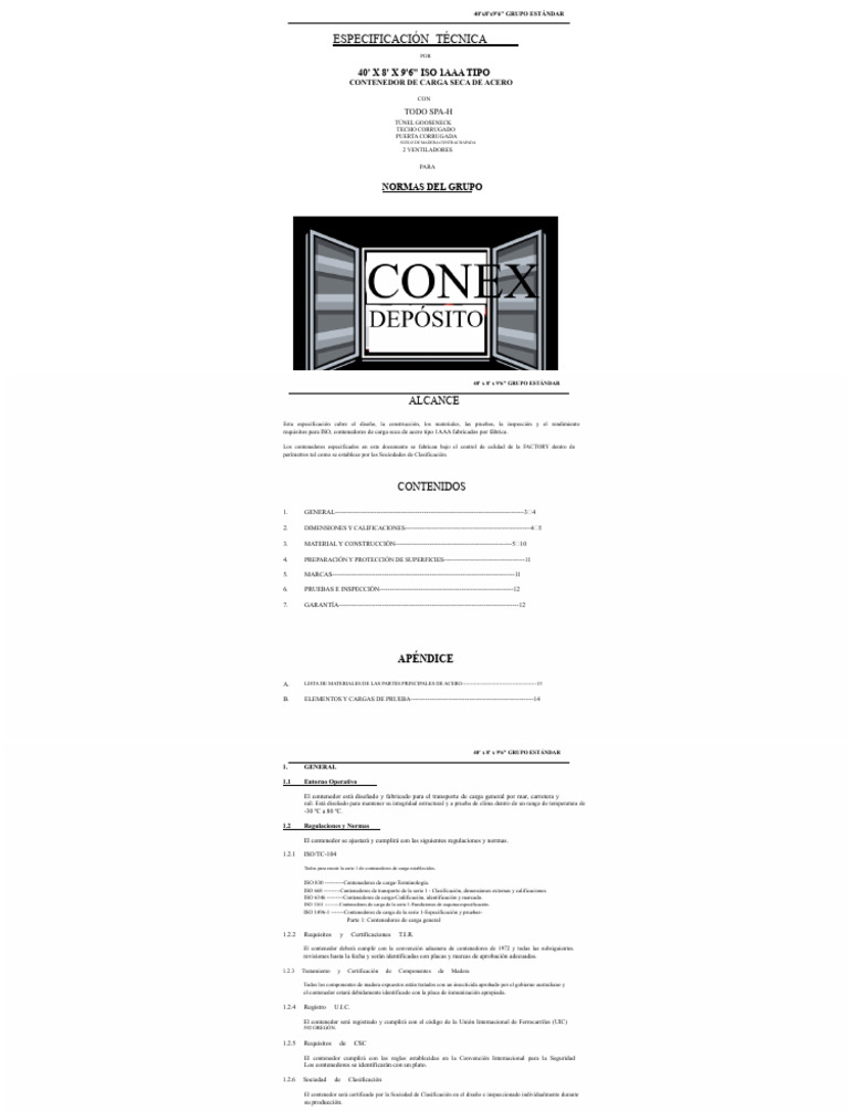 Contenedor de Carga Seco ISO 1AAA 40' | PDF | Tornillo | Acero