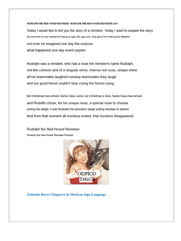 Rudolph in Sign Language Story | PDF