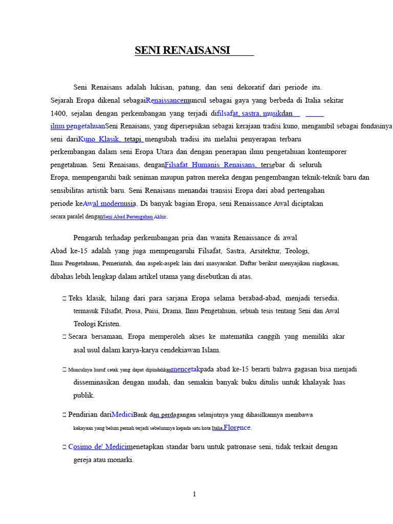 Seni Renaisans: Evolusi dan Pengaruh | PDF