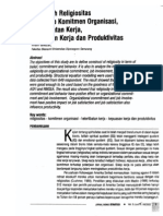 Pengaruh Religious It As Terhadap Komitmen Organisasi Keterlibatan Kerja, Kepuasan Kerja Dan Produktivitas