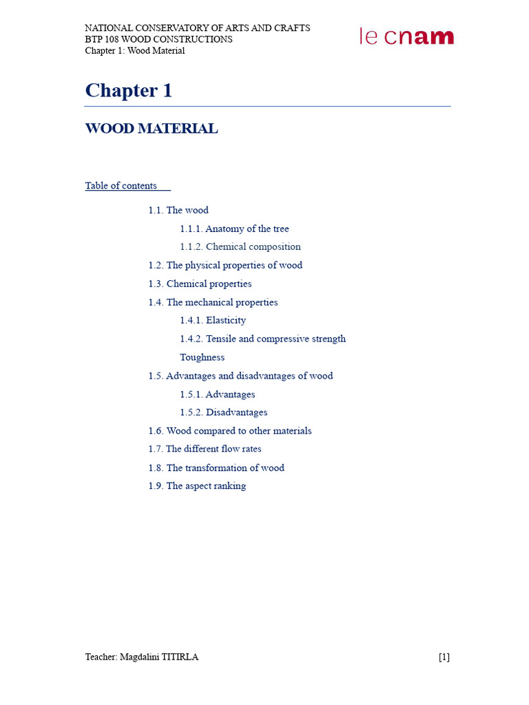 Wood Construction Course Chapter 1 | PDF | Wood | Young's Modulus
