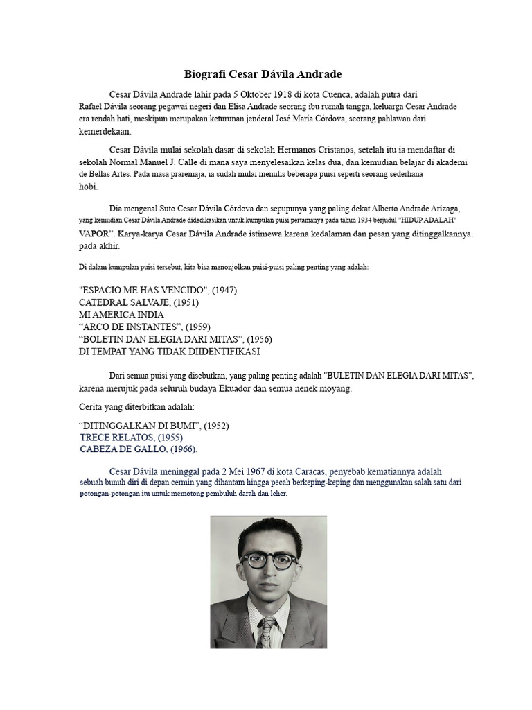 Biografi Cesar Dávila Andrade | PDF