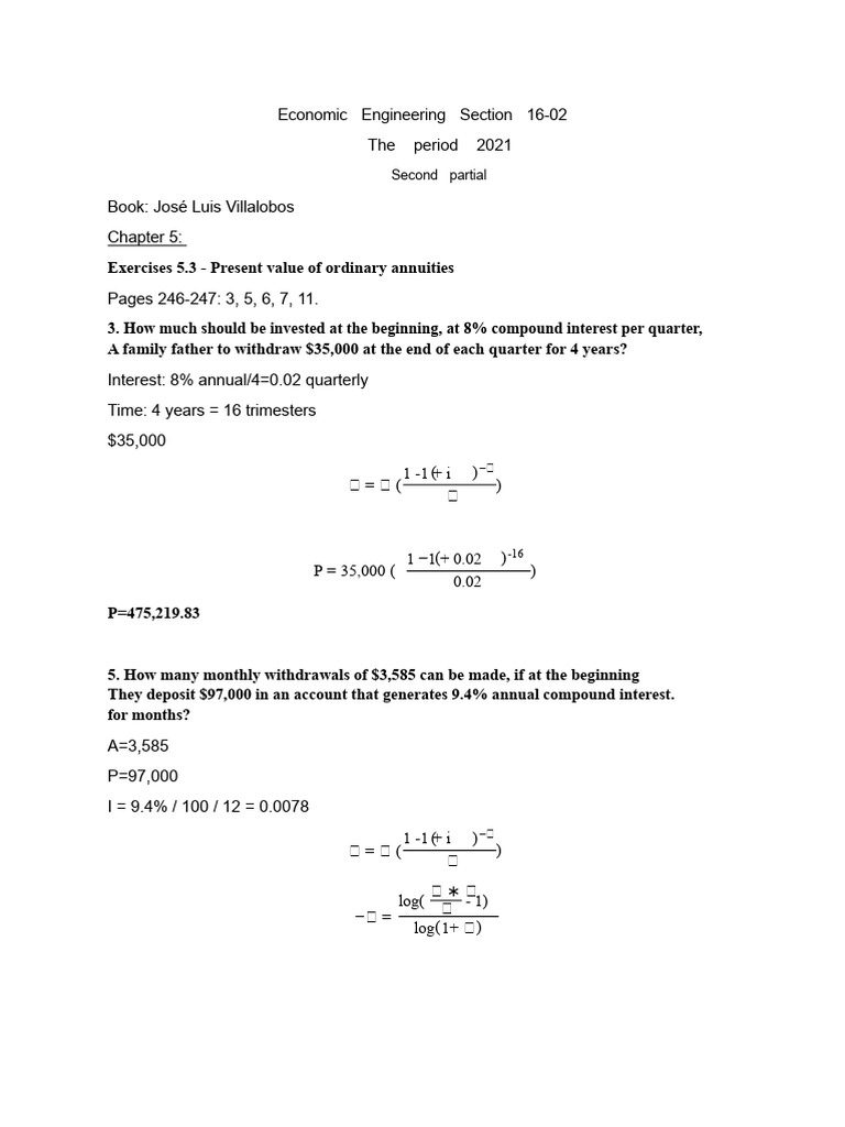 Task II Partial Economic | PDF | Interest | Present Value