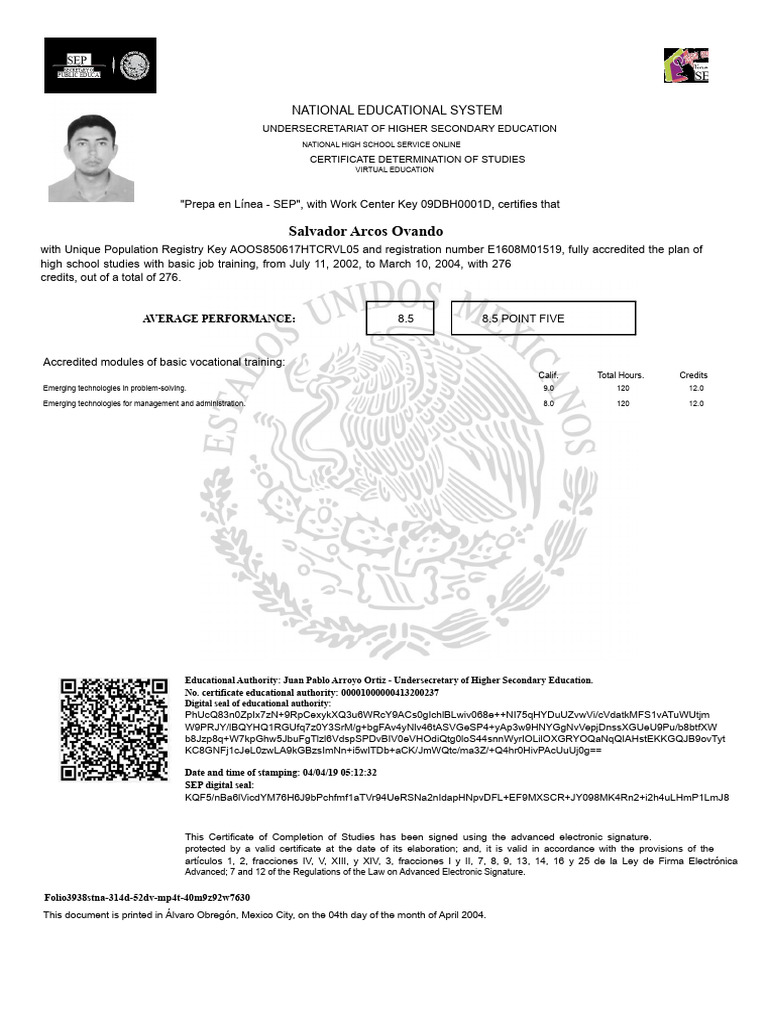 High School Completion Certificate SEP | PDF
