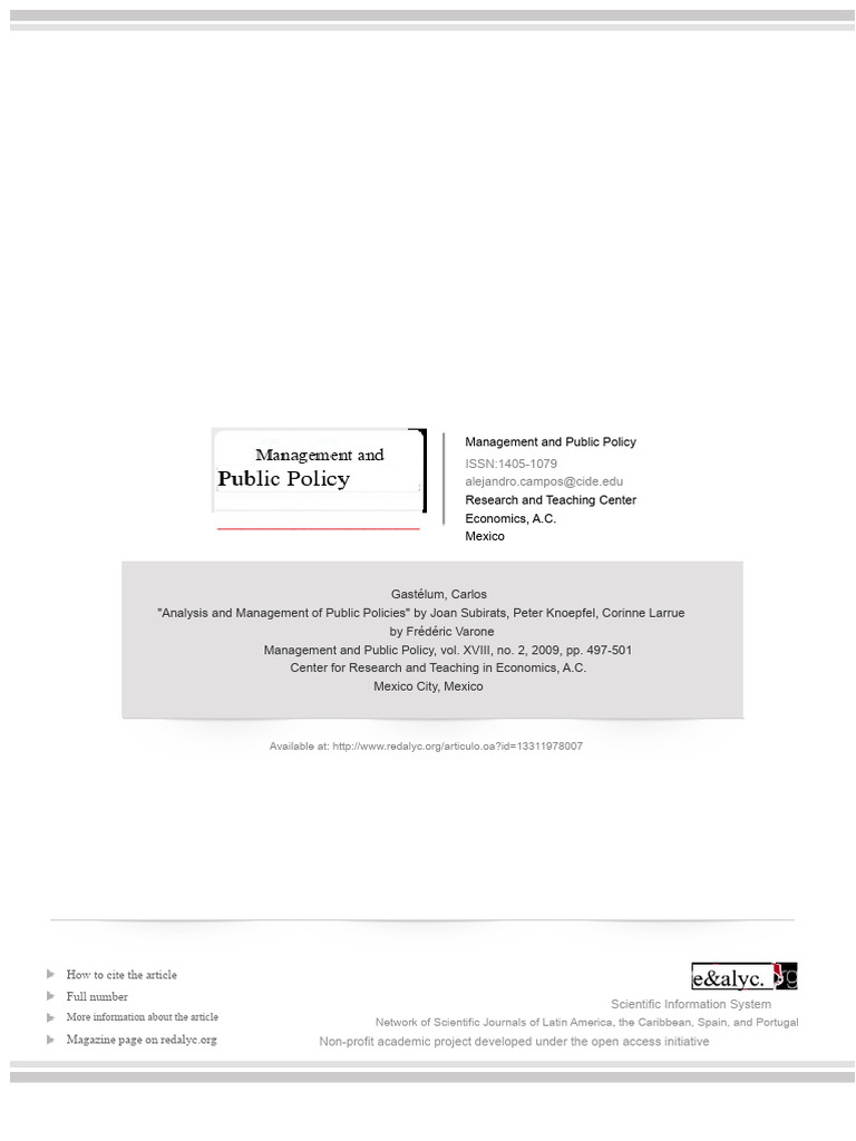 Subirats - Analysis and Management of Public Policies | PDF | Policy ...