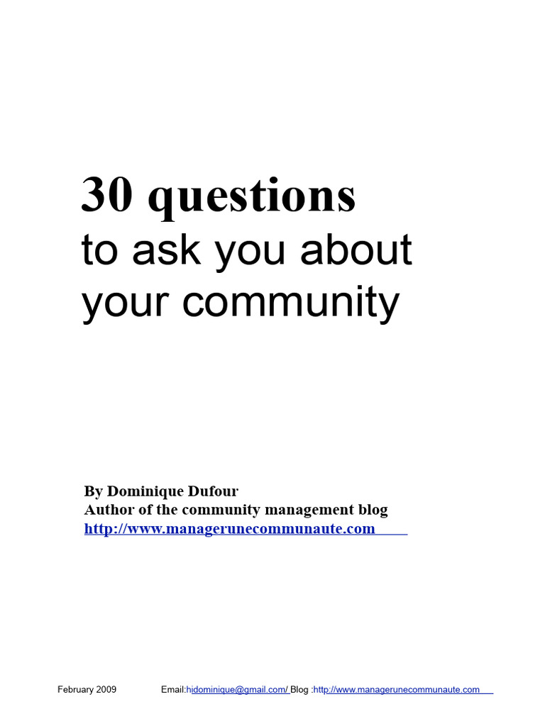 30 Essential Questions for Community Management | PDF | Internet Forum ...