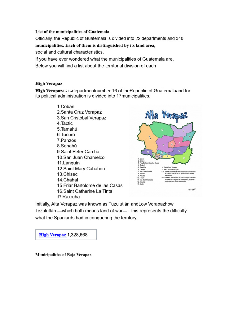 Municipalities of Guatemala Overview | PDF
