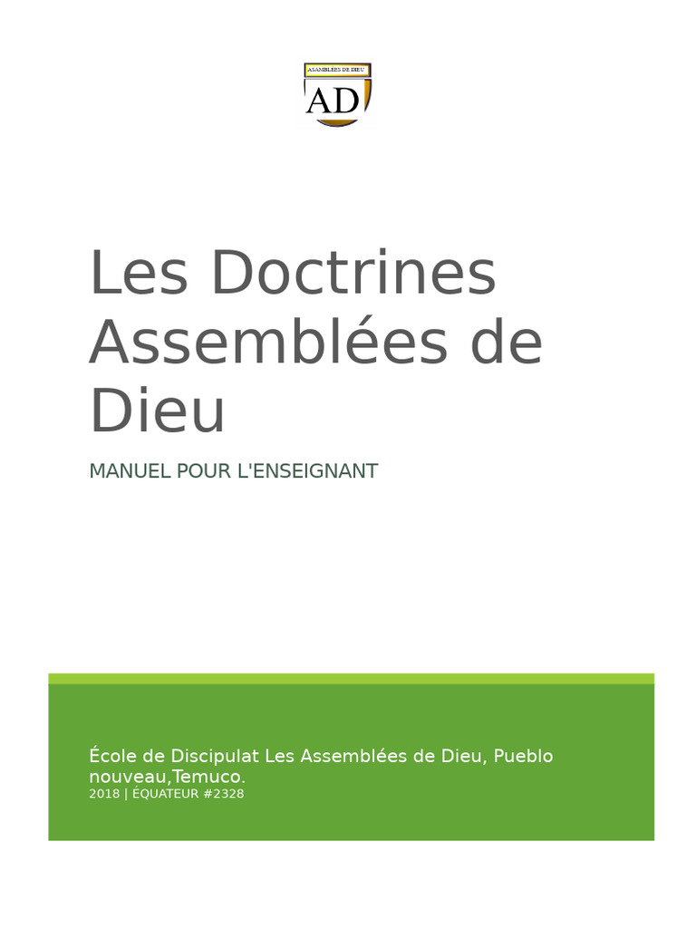 Doctrines des Assemblées de Dieu | PDF | Justification (Théologie ...