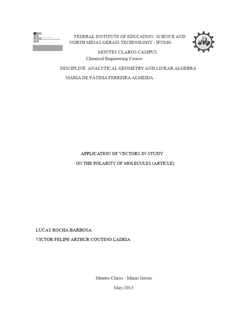Application of Vectors in Chemistry | PDF | Chemical Polarity | Physics