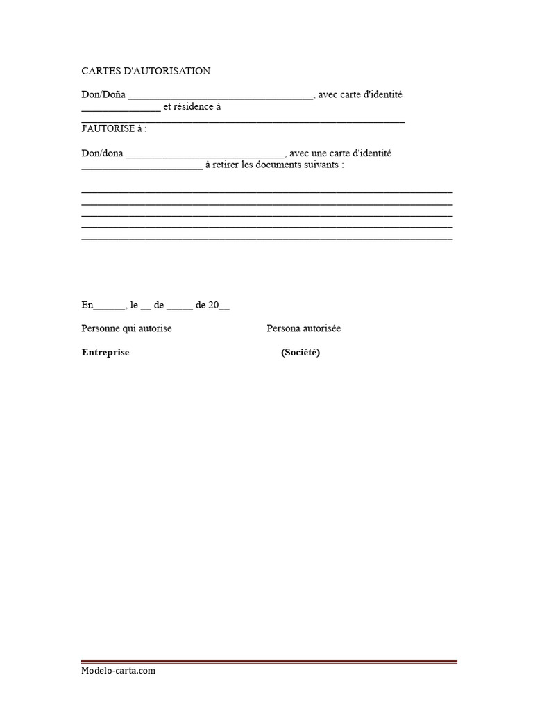 Lettre d'autorisation de retrait de documents | PDF