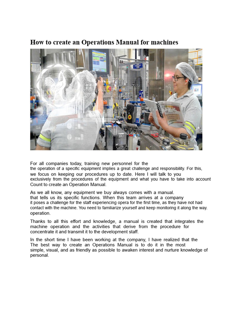 Creating Effective Machine Operation Manuals | PDF | Information ...