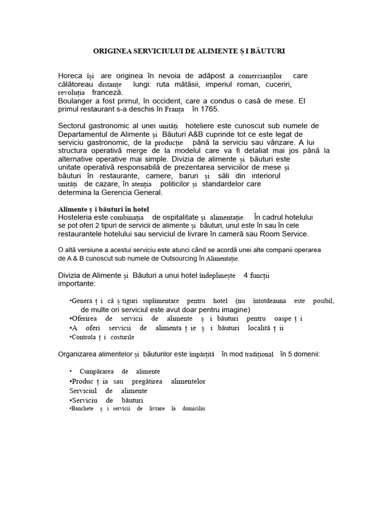 Originele Serviciului de Alimente Și Băuturi | PDF