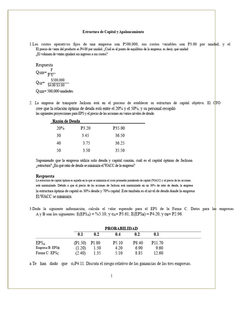Estructura de Capital y Análisis Financiero | PDF | Compartir (Finanzas ...