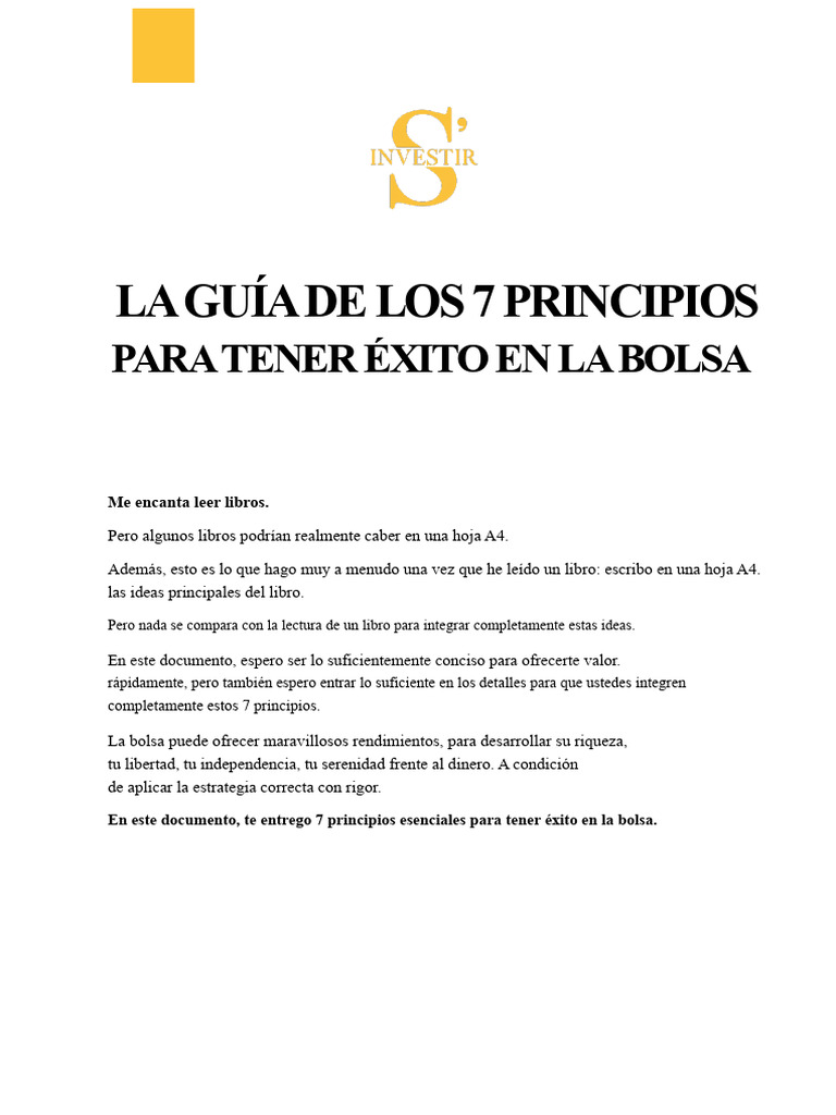 7 Principios para Invertir en Bolsa | PDF | Compartir (Finanzas ...
