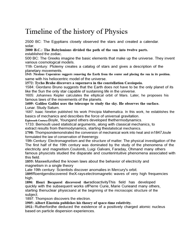 History of Physics: Key Milestones | PDF | Heliocentrism | Universe