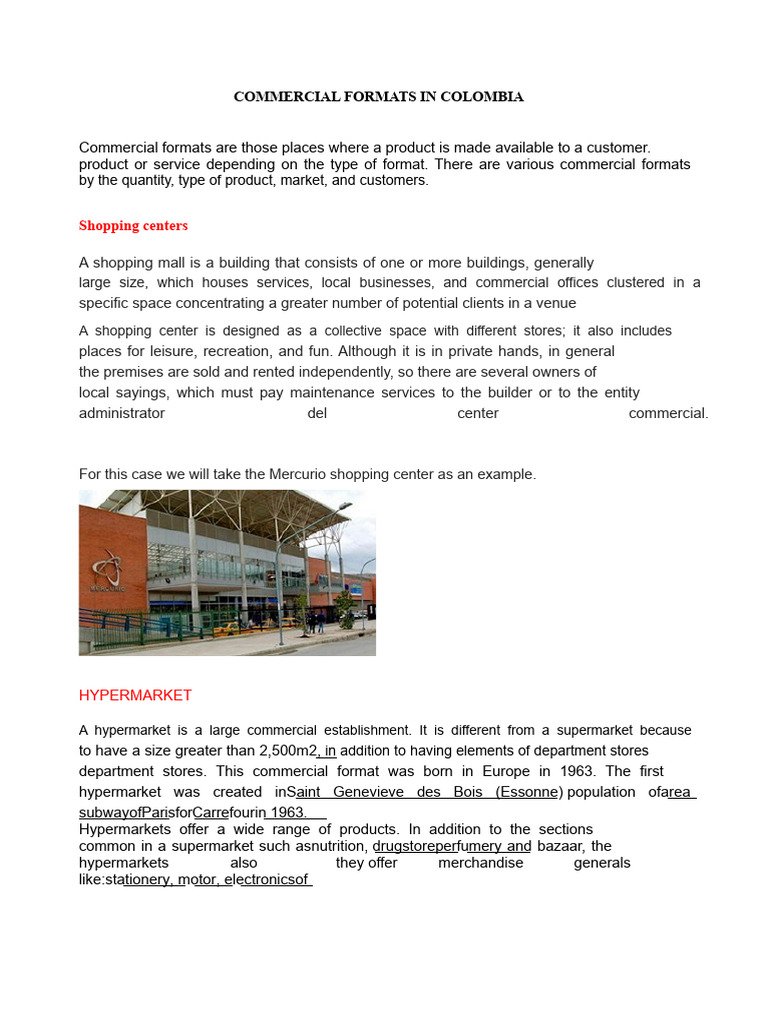 Commercial Formats in Colombia | PDF | Supermarket | Warehouse