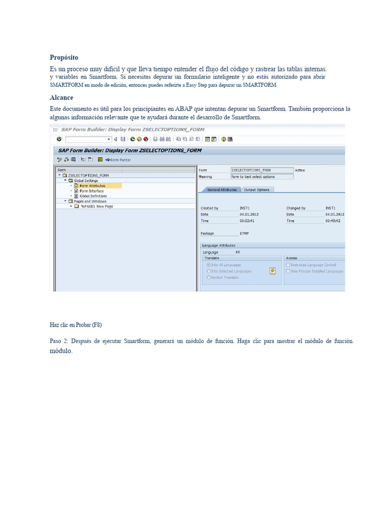 Depuración de Smartforms en ABAP | PDF