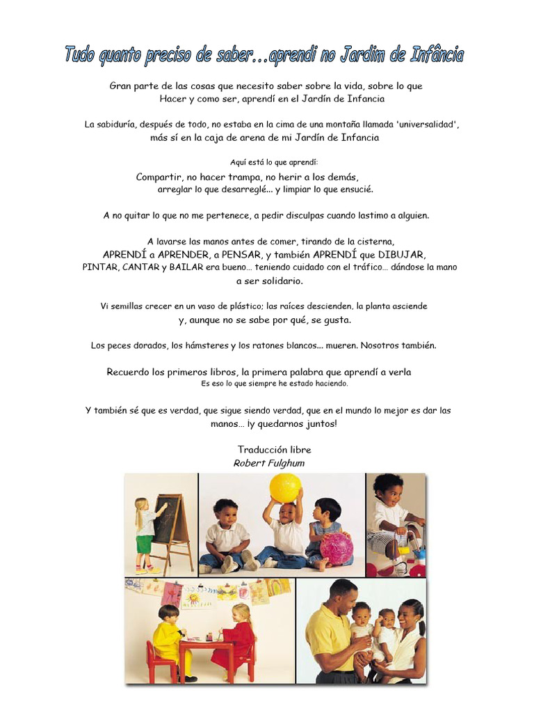 Lecciones de Vida del Jardín de Infancia | PDF