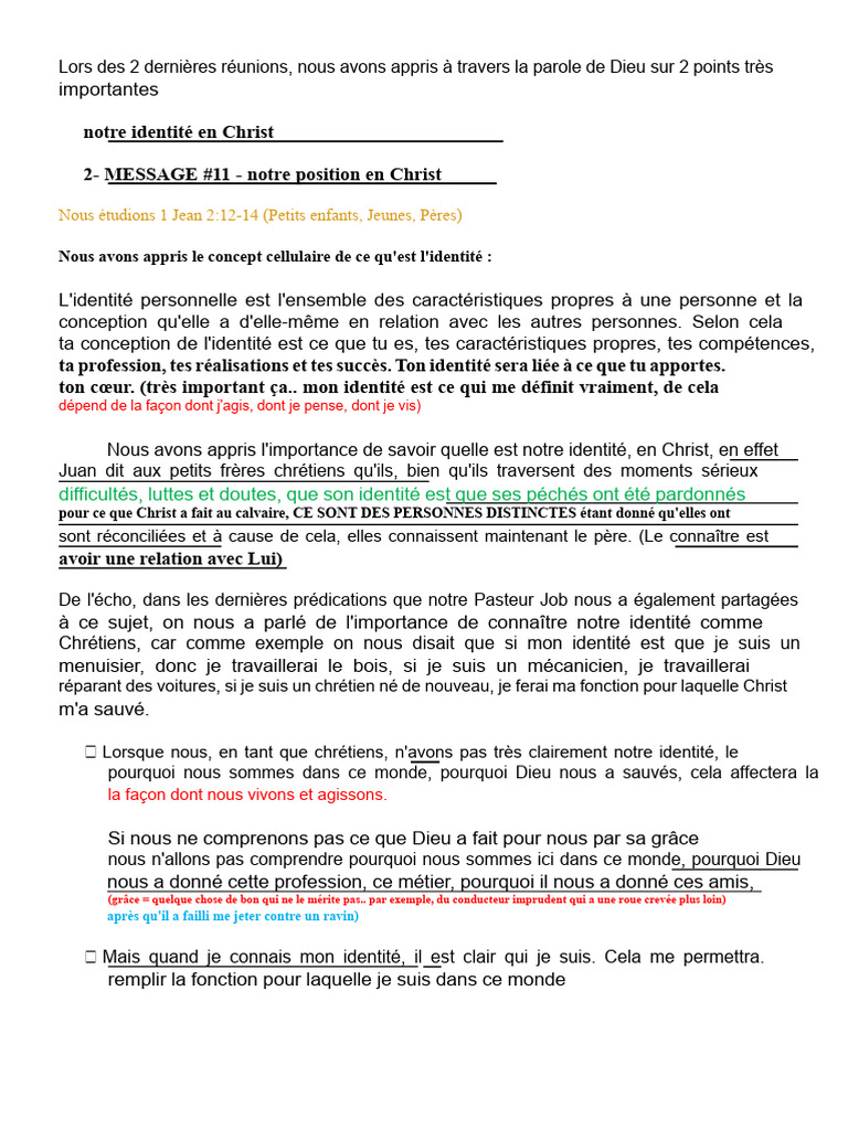 Identité et position en Christ | PDF | Jésus | Dieu