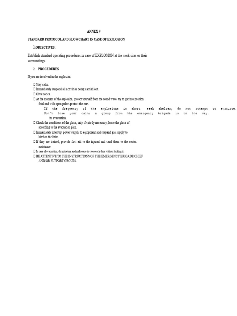 Explosion and Earthquake Emergency Protocols | PDF | First Aid ...