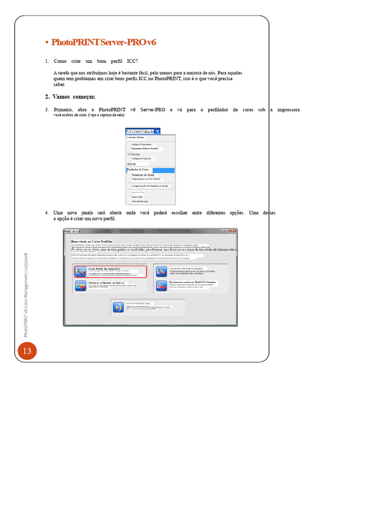 Criando Perfis ICC no PhotoPRINT v6 | PDF | Cor | Impressão
