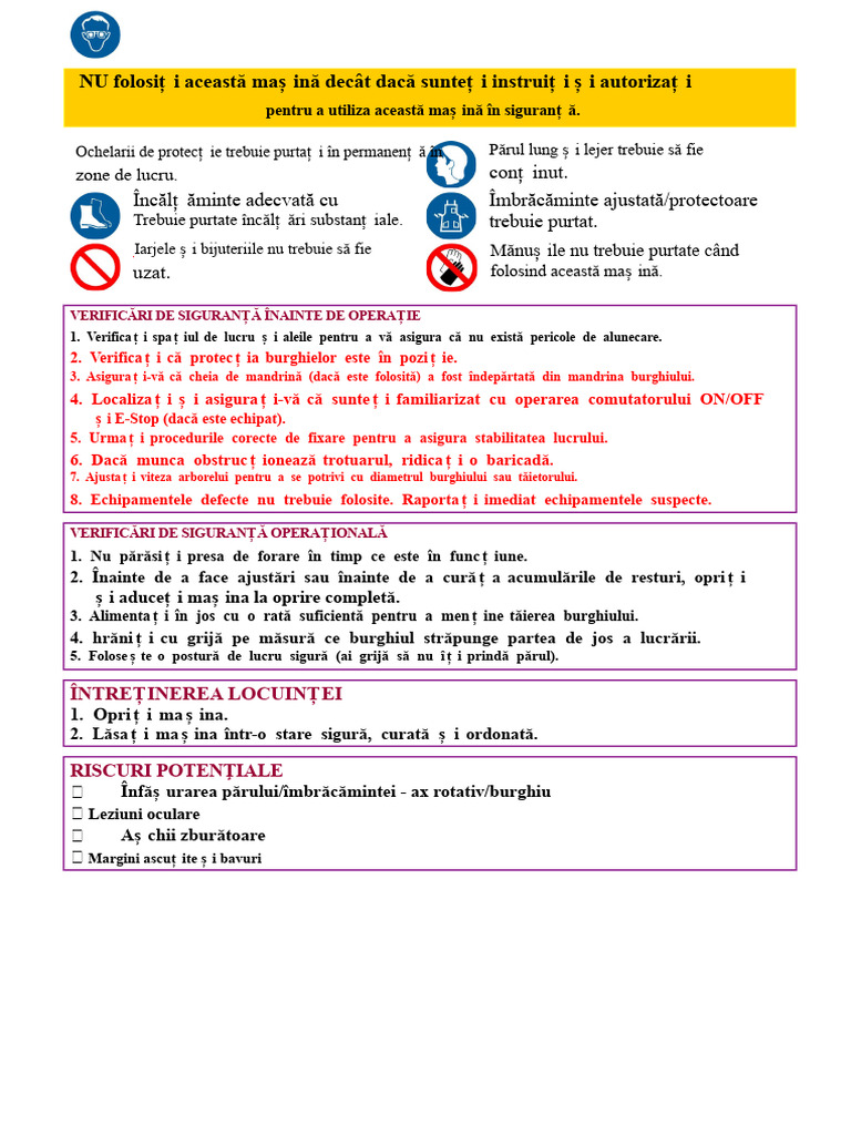 Procedura Operațională Standard (SOP) Pentru Strungul de Masă | PDF