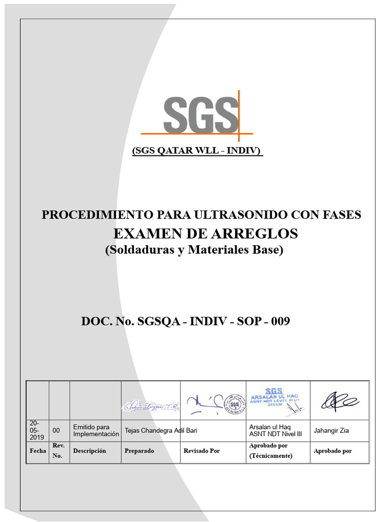 Procedimiento PAUT de SGS Qatar | PDF