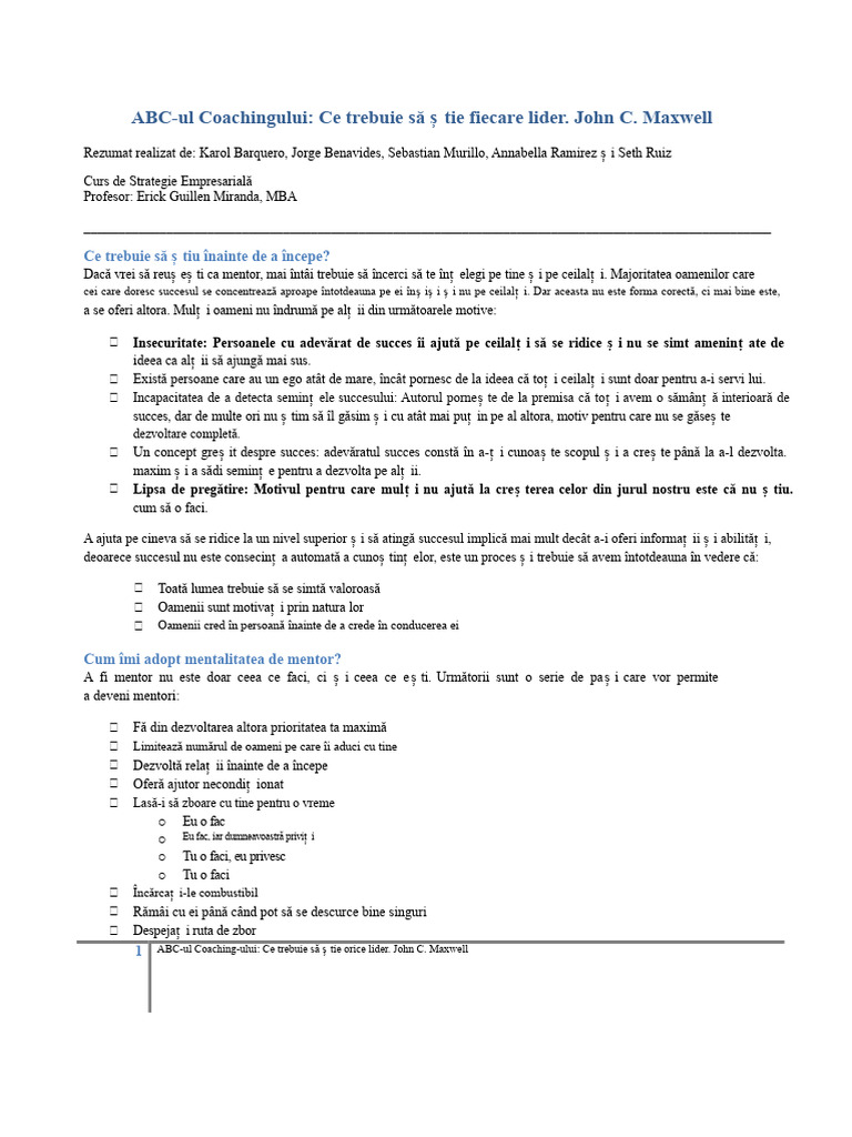 ABC-ul Coaching-Ului Final | PDF