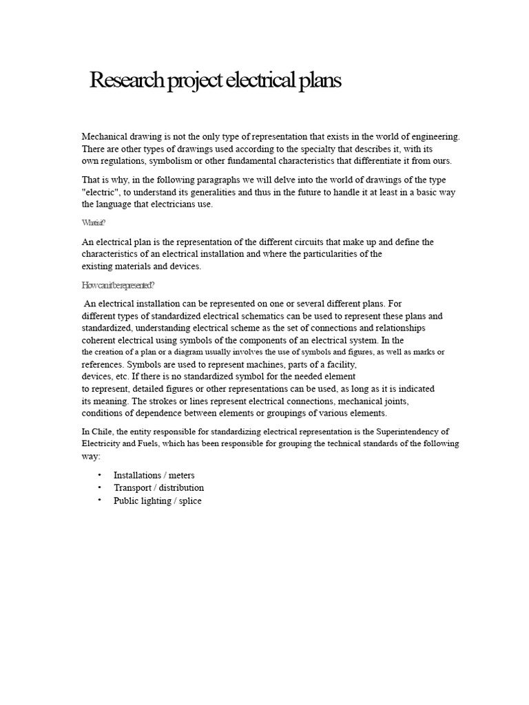 Electrical Plans Research Project | PDF | Electricity | Electrical ...